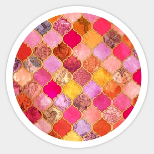 Hot Pink, Gold, Tangerine & Taupe Decorative Moroccan Tile Pattern Sticker